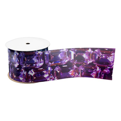 Purple Pink blue diamonds purple gemstone Satin Ribbon