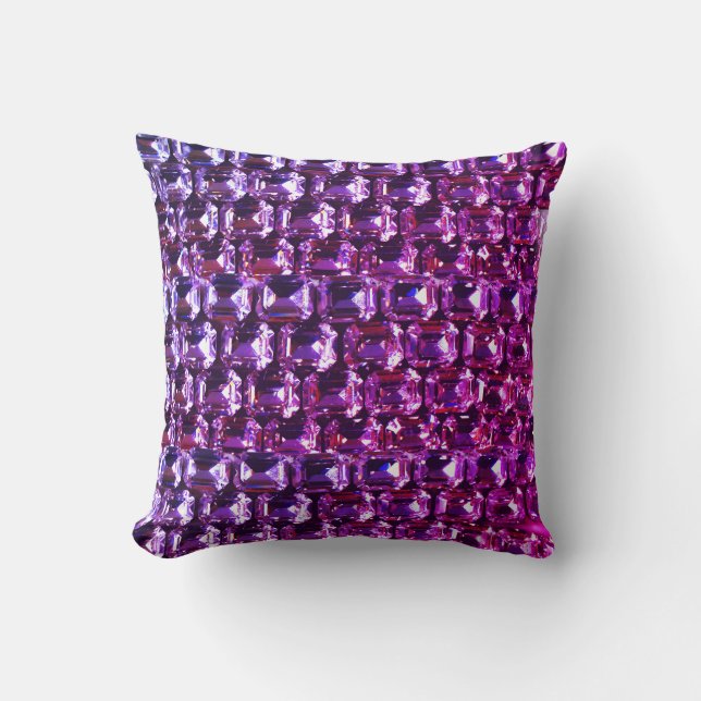 Purple Pink blue diamonds, purple gemstone Throw Pillow (Front)