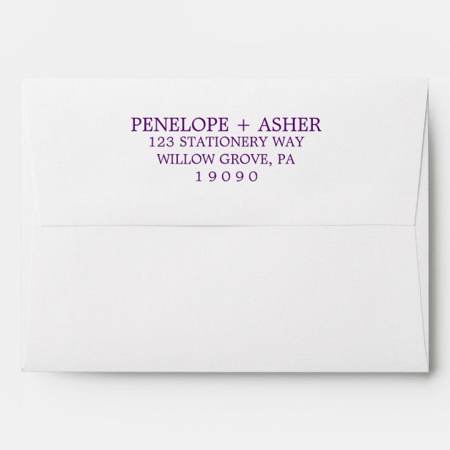 Purple Pink & Blue Flower Lined Wedding Invitation Envelope