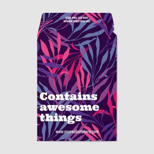 Purple Pink Blue Fronds Contains Awesome Things Envelope Mailers (Front)