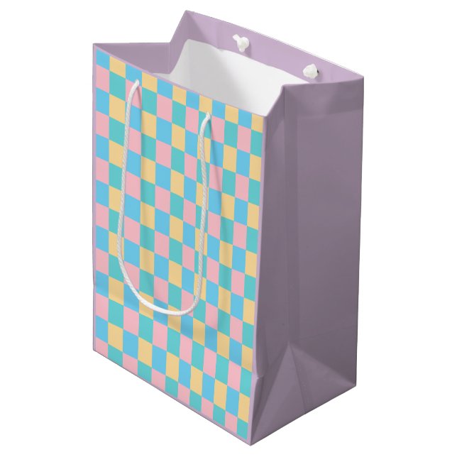 Purple Pink Blue Green Yellow Elegant Template Medium Gift Bag (Front Angled)