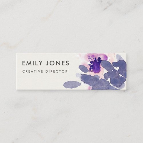 PURPLE PINK BLUE INK WASH WATERCOLOR FLORAL MINI BUSINESS CARD