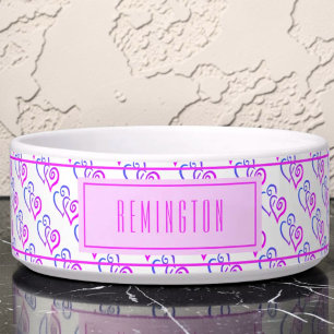 Purple Pink Blue Linked Heart Pattern Custom Bowl