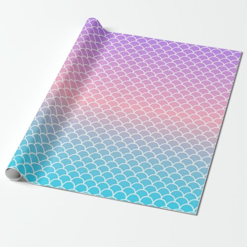 Purple Pink Blue Mermaid Fish Scale Wrapping Paper