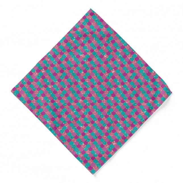 Purple Pink Blue Mermaid Glitter Bandana (Front)