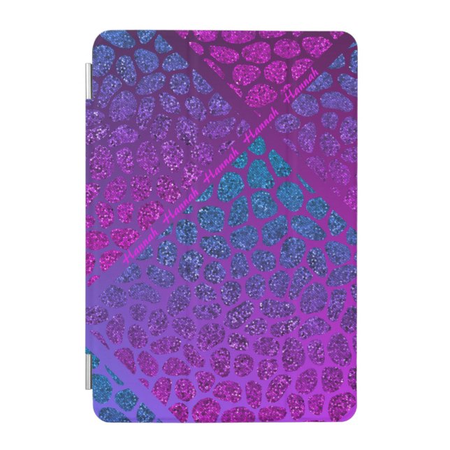 Purple, Pink, & Blue Modern Mosaic Asymmetrical iPad Mini Cover (Front)