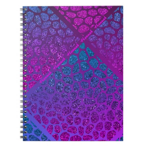Purple Pink  Blue Modern Mosaic Asymmetrical Notebook
