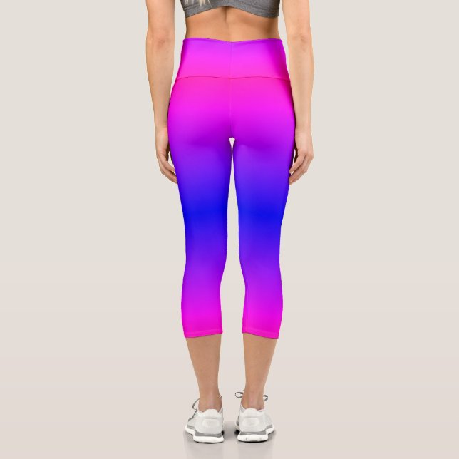 Purple Pink Blue Neon Gradient Ombre Leggings (Back)