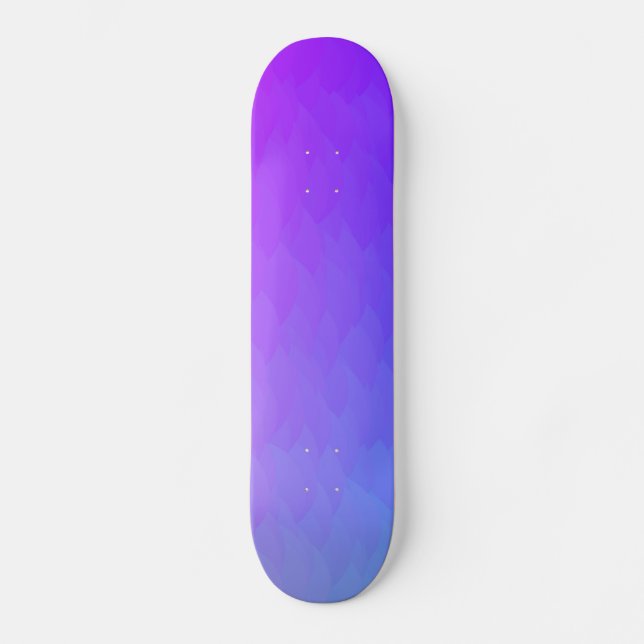 Purple, Pink, Blue Ombre Flame Skateboard  Deck (Front)