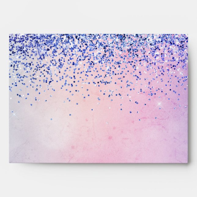 Purple Pink Blue Ombre Glitter Envelope (Front)