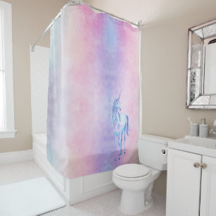 Purple Pink Blue Ombre Unicorn Shower Curtain