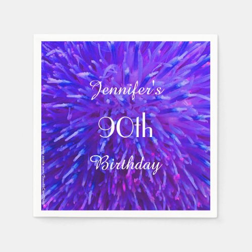 Purple Pink Blue Paper Napkins 90th Birthday Party