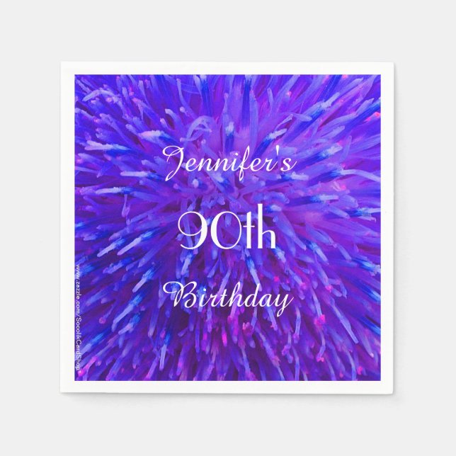 Purple Pink Blue Paper Napkins 90th Birthday Party (Front)