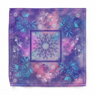 Purple Pink Blue Pattern Flowers Bandana