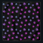 Purple Pink Blue Paw Prints Pattern Black Bandana<br><div class="desc">Show how much you love animals with this cute and girly purple,  pink and blue paw print patterned bandana. Bet your pet will look adorable wearing it too!</div>