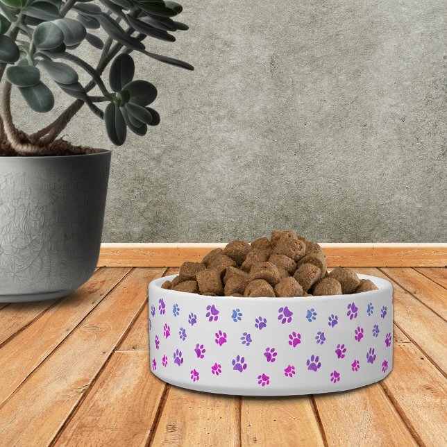 Purple Pink Blue Paw Prints Pattern Small Bowl (Creator Uploaded)