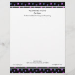 Purple Pink Blue Paw Prints Professional Pet Salon Letterhead<br><div class="desc">Simply elegant black and white professional pet salon business letter head featuring purple,  pink and blue paw prints. Perfect for pet salons and pet groomers.</div>