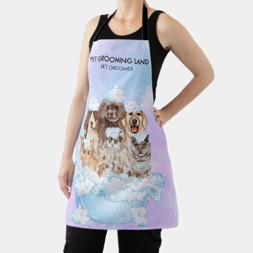 Purple Pink Blue Pet Grooming Dogs Cats Apron