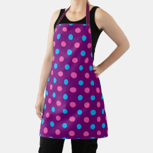 Purple Pink Blue Polka Dot Pattern Apron
