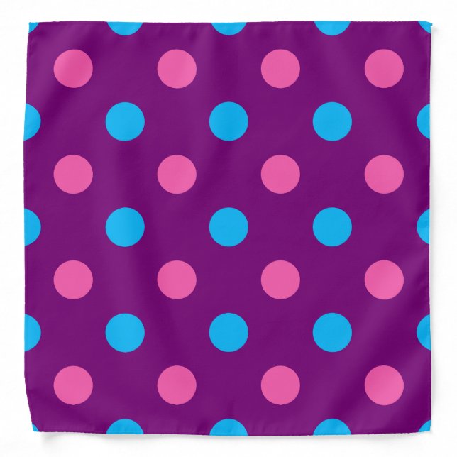 Purple Pink Blue Polka Dot Pattern Bandana (Front)