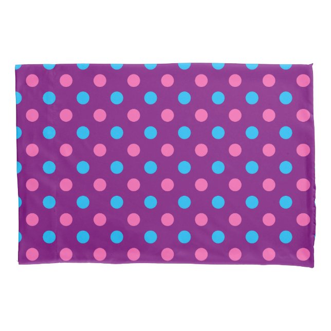 Purple Pink Blue Polka Dot Pattern Pillow Case (Front)