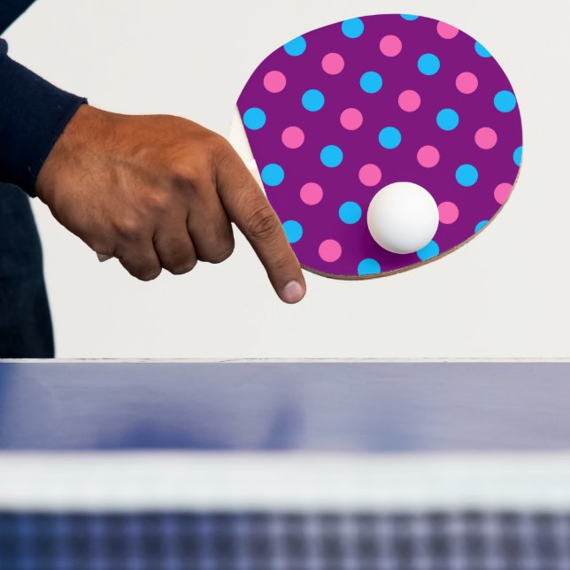 Purple Pink Blue Polka Dot Pattern Ping Pong Paddle (Insitu)