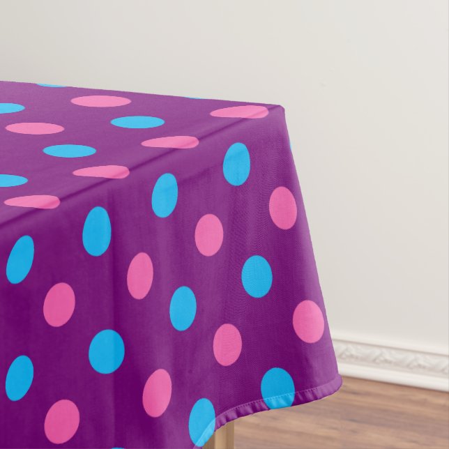 Purple Pink Blue Polka Dot Pattern Tablecloth (In Situ)