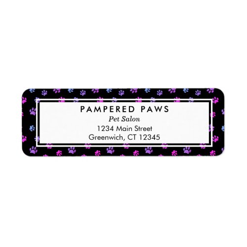 Purple Pink Blue Professional Pet Salon Address Label