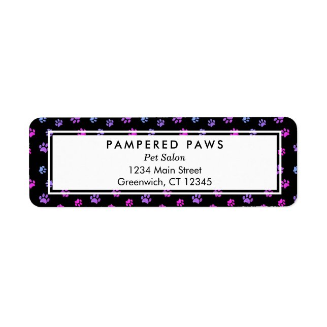Purple Pink Blue Professional Pet Salon Address Label (Front)