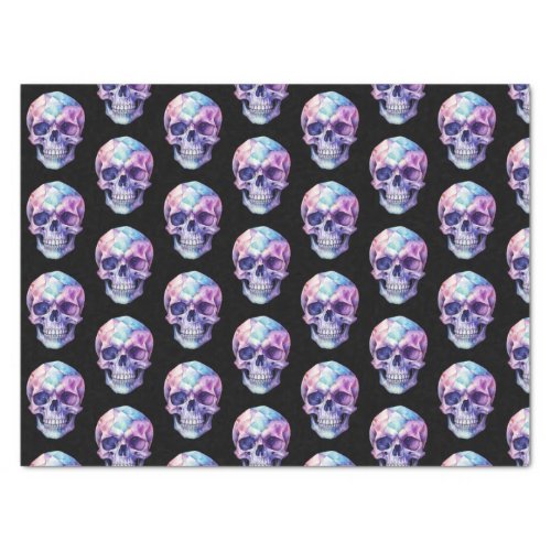 Purple Pink Blue Skull Black Halloween Tissue Paper