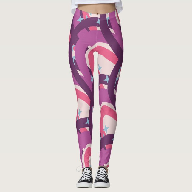 Purple Pink Bohemian Rainbow Personalized mama Leggings (Front)