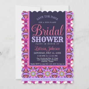 Purple Pink Bohemian Star Bridal Shower Party Invitation