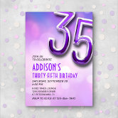 35th Spark Pink gold Agate Birthday Women Party Invitation