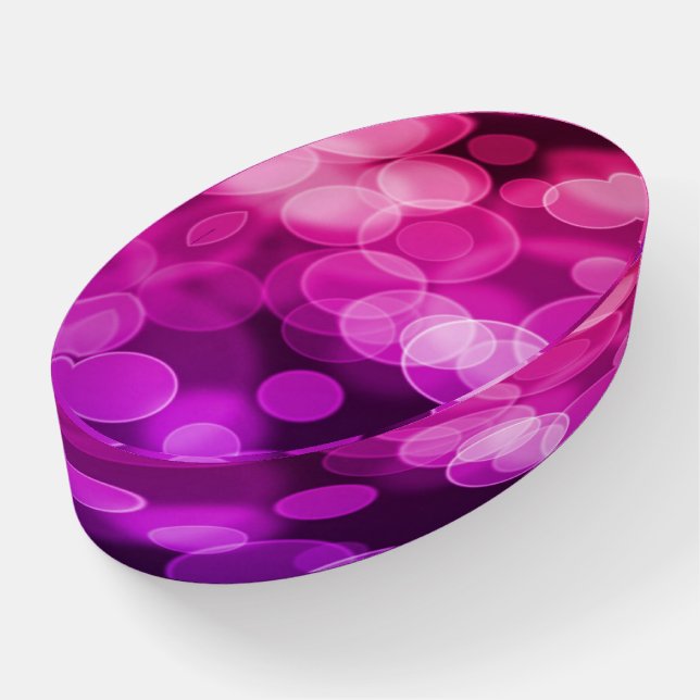Purple pink bokeh paperweight (Angled)