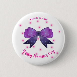 Purple & Pink bow Peronalized Women's day Button