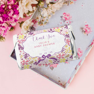 Purple Pink Bow Wildflowers Blooms Baby Shower Hershey's Miniatures