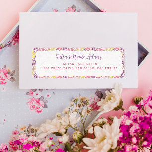 Purple Pink Bow Wildflowers Blooms Baby Shower Label