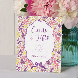Purple Pink Bow Wildflowers Blooms Baby Shower Poster