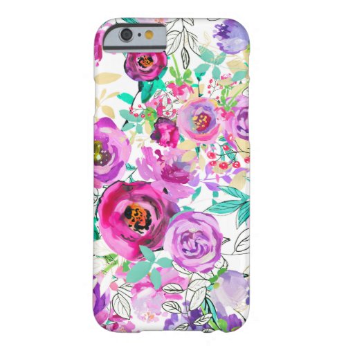 Purple Pink Bright Colorful Chic Modern Floral Barely There iPhone 6 Case