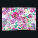 Purple Pink Bright Colorful Modern Floral Pattern Kitchen Towel<br><div class="desc">Customize with or without text</div>