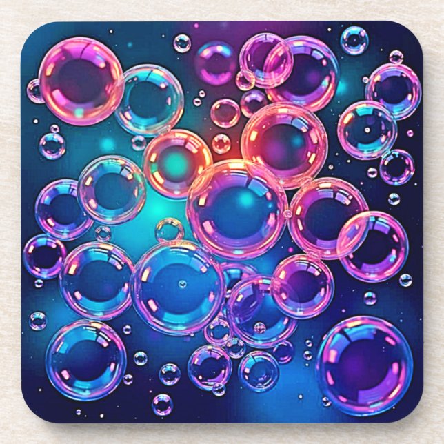 Purple Pink Bubble Magic Beverage Coaster (Front)