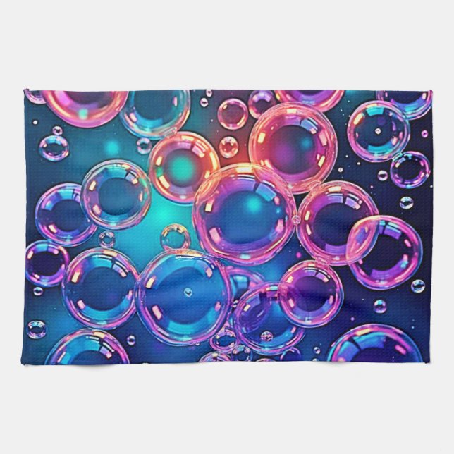 Purple Pink Bubble Magic Kitchen Towel (Horizontal)