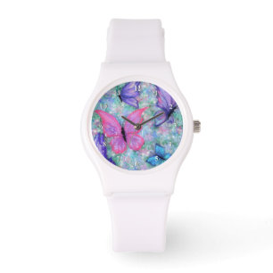 Purple Pink Butterflies Flying Watch Spring