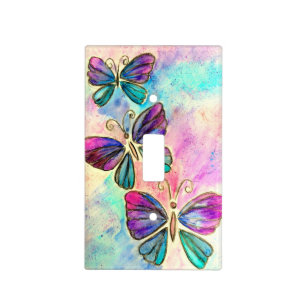 Purple Pink Butterflies Light Switch Cover