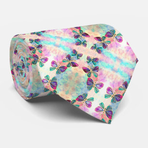 Purple Pink Butterflies Neck Tie