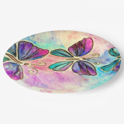 Purple Pink Butterflies Paper Plates