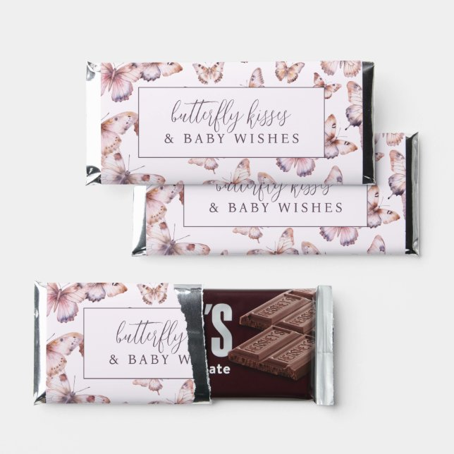 Purple & Pink Butterfly Baby Shower Large Hershey Bar Favors (Front)