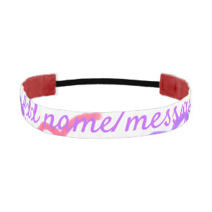 Purple pink butterfly doodle pattern add name text athletic headband