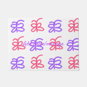 Purple pink butterfly doodle pattern add name text doormat