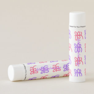Purple pink butterfly doodle pattern add name text lip balm